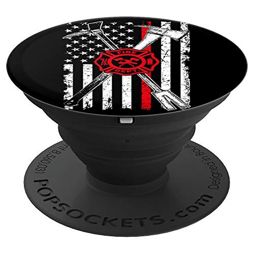 Patriotic Gift Design Axe Halligan Thin Red Line Firefighter PopSockets Grip and Stand for Phones and Tablets