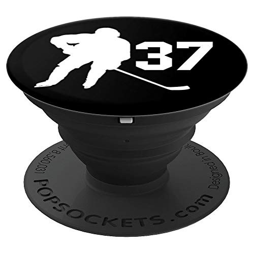 Number 37 , #37, Hockey Gifts for Men, Boys, Teens, Women, PopSockets Grip and Stand for Phones and Tablets