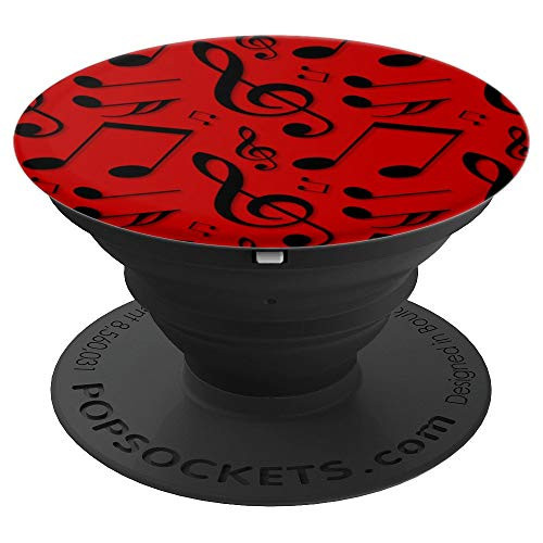 Musical Notes Instrument Key Treble Clef Pentagram Red PopSockets Grip and Stand for Phones and Tablets