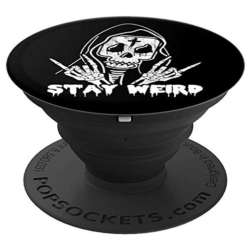 Stay Weird Grim Reaper Devil Horns Rock Hand Halloween PopSockets Grip and Stand for Phones and Tablets