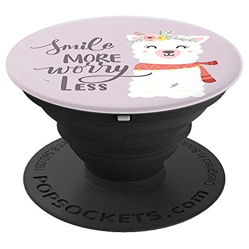 Smile and worry less cute quote - Alpaca PopSockets Grip and Stand for Phones and Tablets Smile and worry less cute quote - Alpaca PopSockets Grip and Stand for Phones and Tablets