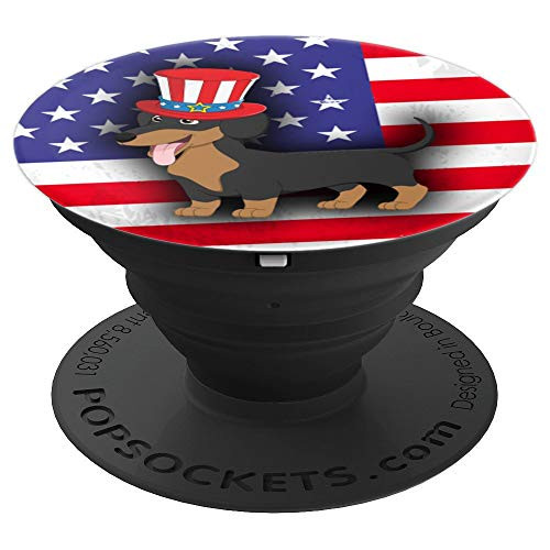Dachshund 4th of July Family Kids Patriotic Dog American PopSockets Grip and Stand for Phones and Tablets