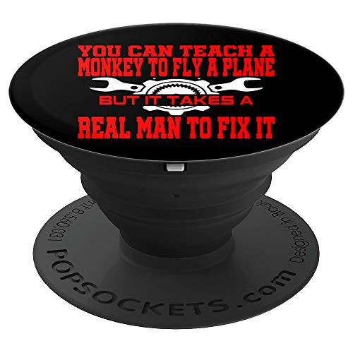 Aircraft Mechanic Airplane Funny Gift Aviation Dad Husband PopSockets Grip and Stand for Phones and Tablets