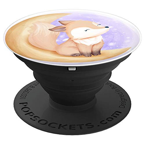 Cute Beautiful fox on the moon Foxes Animal Watercolor Gift PopSockets Grip and Stand for Phones and Tablets