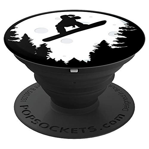 Retro Snowboarder Gift Fun Gadget Snowboard Freestyle Moon PopSockets Grip and Stand for Phones and Tablets