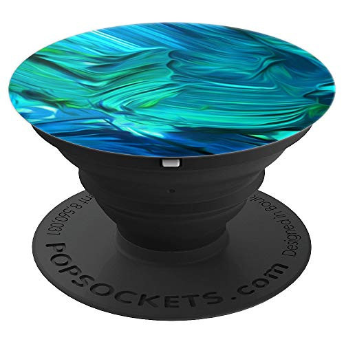 Turquoise Blue Green Paint Strokes Abstract Design PopSockets Grip and Stand for Phones and Tablets