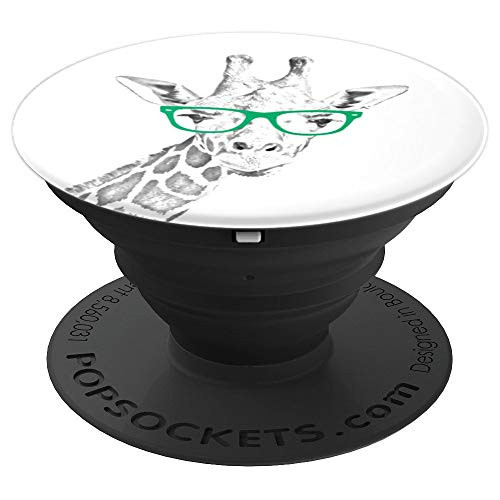 Giraffe wearing Green Glasses PopSockets Grip and Stand for Phones and Tablets