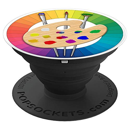 Artist Palette Brushes And Color Wheel PopSockets Grip and Stand for Phones and Tablets