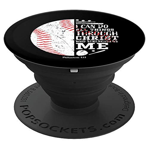 Christian Religious Verse Philippians 4:13 Baseball Gifts PopSockets Grip and Stand for Phones and Tablets