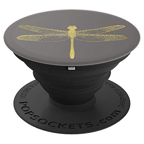 Yellow Dragonfly Gray PopSockets Grip and Stand for Phones and Tablets