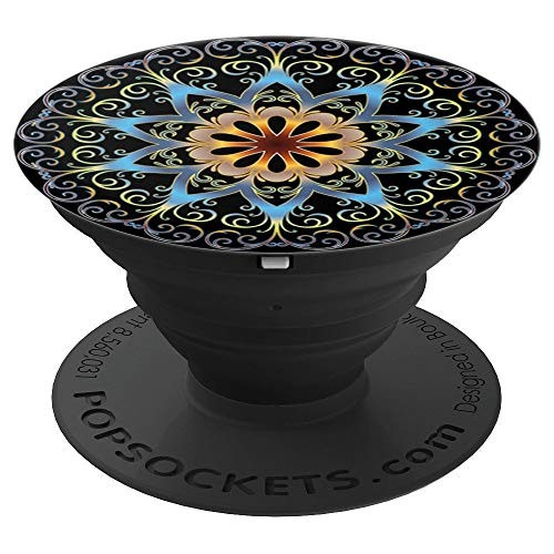 Blue Flower Mandala Pattern PopSockets Grip and Stand for Phones and Tablets