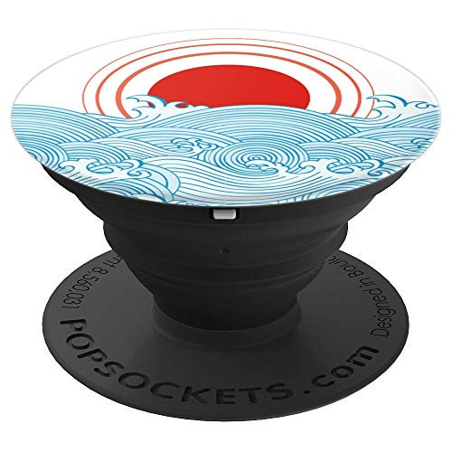 Minimal Great Wave Japanese Kanagawa Sunset PopSockets Grip and Stand for Phones and Tablets