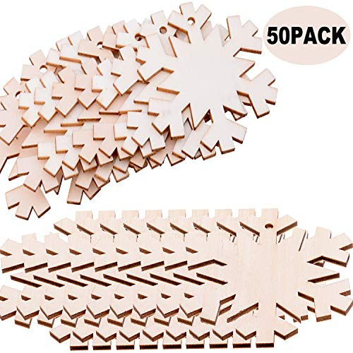 Pack of 50 Wooden Crafts to Paint Christmas Tree Hanging Ornaments Unfinished Wood Cutouts Christmas Decoration DIY Crafts (Wooden Snowflake Cutouts) Pack of 50 Wooden Crafts to Paint Christmas Tree Hanging Ornaments Unfinished Wood Cutouts Christmas Decoration DIY Crafts (Wooden Snowflake Cutouts)