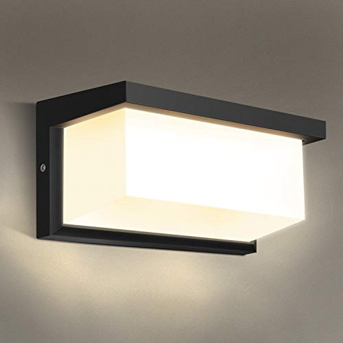 LIGHTESS Outdoor Wall Sconces LED Exterior Wall Lights 10W Waterproof Black Light Fixtures, Warm White, 3000K