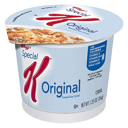 Kellogg's Special K, Breakfast Cereal in a Cup, Original, Bulk Size, 12 Count (1.25 oz each)