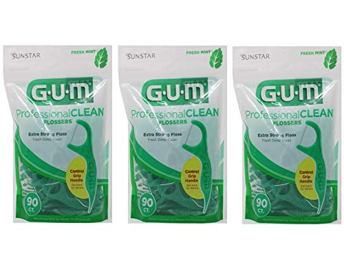 GUM Professional Clean Flossers, Fresh Mint, 90 Ct (Pack of 3)