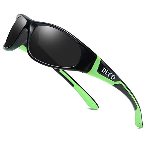 DUCO Kids Sunglasses Boys Sports Sunglasses Youth Polarized Sunglasses For Boys And Girls Age 3-10 With Rubber Flexible Frame Green K001