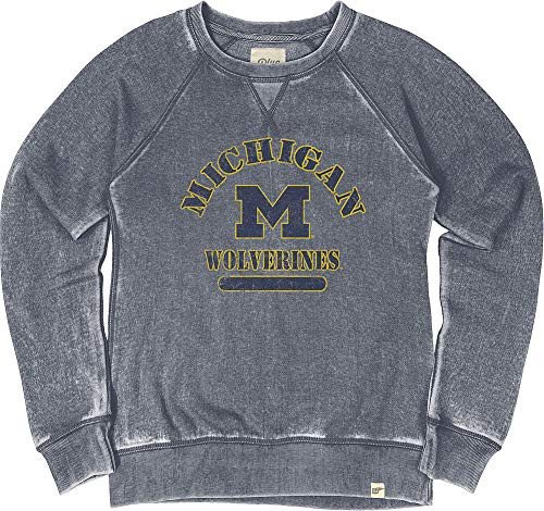Elite Fan Shop Michigan Wolverines Womens Burnout Crewneck Sweatshirt Vintage - Large - Navy Elite Fan Shop Michigan Wolverines Womens Burnout Crewneck Sweatshirt Vintage - Large - Navy
