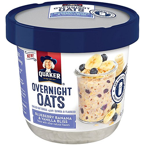 Quaker Overnight Oats, Blueberry Banana & Vanilla Bliss, Breakfast Cereal, Pack of 12