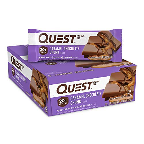 Quest Nutrition Caramel Chocolate Chunk Protein bar, High Protein, Low Carb, Gluten Free, Keto Friendly, 12Count Quest Nutrition Caramel Chocolate Chunk Protein bar, High Protein, Low Carb, Gluten Free, Keto Friendly, 12Count
