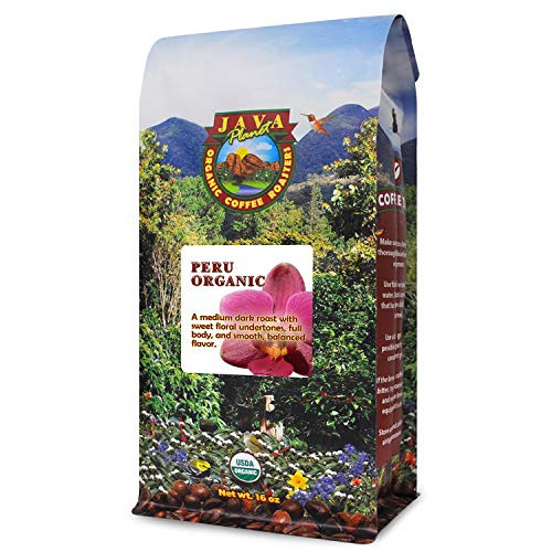 Java Planet, Organic Coffee Beans, Peru Single Origin, Gourmet Medium Dark Roast of Arabica Whole Bean Coffee, Certified Organic, Shade Grown at High Altitudes, 1LB Bag