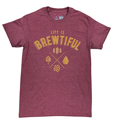 10oz apparel Life is Brewtiful t-Shirt (XL, Heather Cardinal)