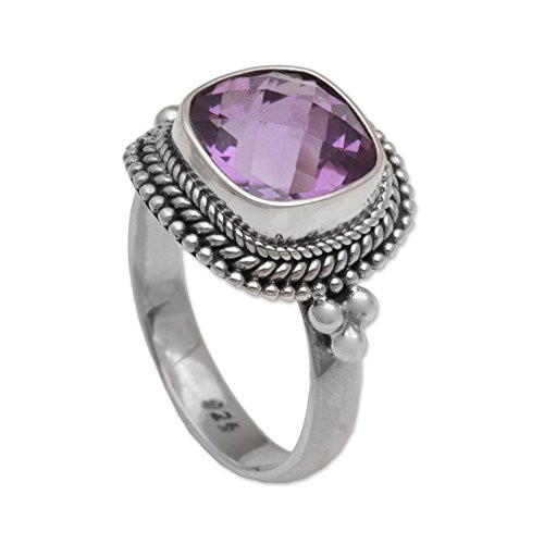 NOVICA Purple Amethyst .925 Sterling Silver Ring Cocktail Ring, Purple Elegance'