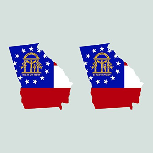 Two Pack Georgia State Shaped Flag Sitcker FA Graphix Decal GA