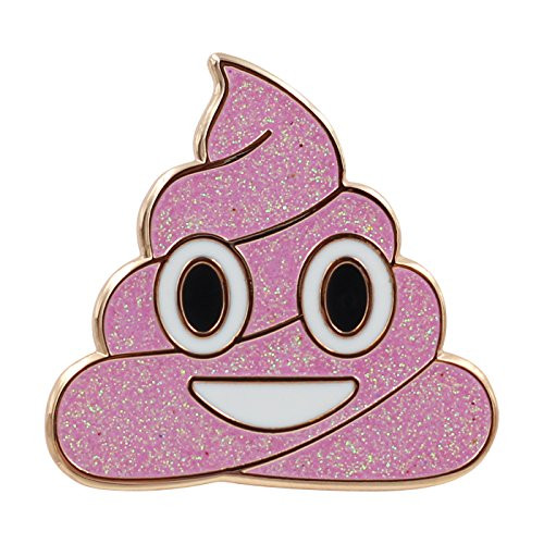 Real Sic Poop Emoji Pin Series Emoji Poop Enamel Pins - Glittery Pink Poop Emoji Kawaii Pin (Pink Glitter)