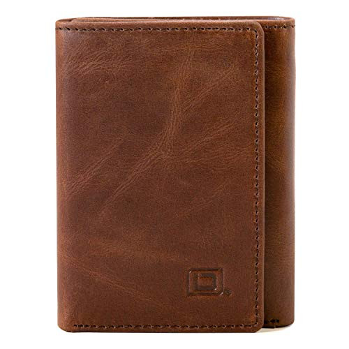 Slim RFID Blocking Trifold Wallet for Men - Genuine Buffalo Leather - Whiskey