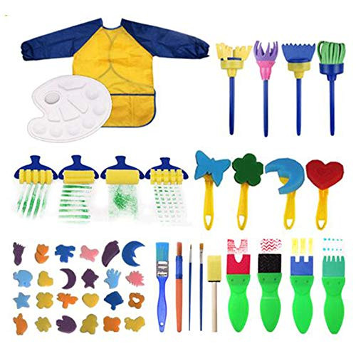 Kids Sponge Paint Brushes Kits,Washable Foam Brushes Art Crafts Sponge Brush, Flower Pattern Brush for Kids Toddlers Early Learning (47pcs) Kids Sponge Paint Brushes Kits,Washable Foam Brushes Art Crafts Sponge Brush, Flower Pattern Brush for Kids Toddlers Early Learning (47pcs)