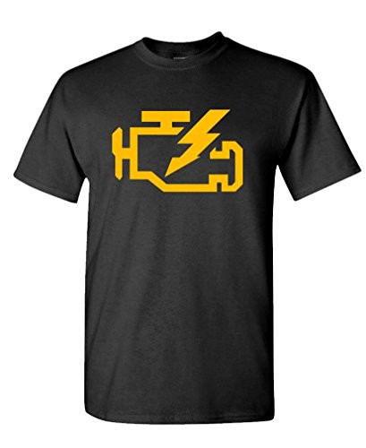 Check Engine Light Mechanic auto Repair - Mens Cotton T-Shirt, M, Black