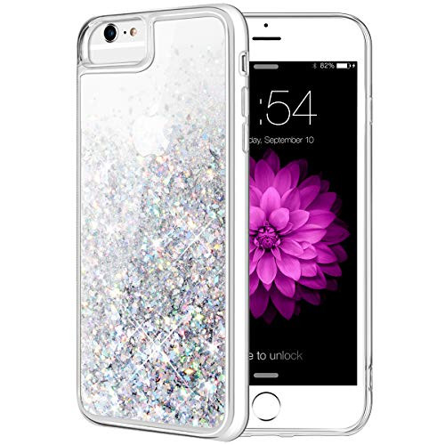 Caka iPhone 6S Plus Case, iPhone 8 Plus Glitter Case Girly Flowing Liquid Bling Glitter Sparkle Soft TPU Case for iPhone 6 Plus 6S Plus 7 Plus 8 Plus (5.5 inch) (Silver)