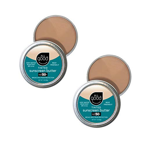 All Good Tinted Mineral Sunscreen Butter - Zinc Oxide - Coral Reef Safe - Water Resistant - UVA/UVB Broad Spectrum - SPF 50+ (Butter)(2-Pack)