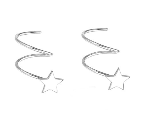 Minimalist 925 Sterling Silver Earrings Tiny Star Ear Stud Hook Earrings