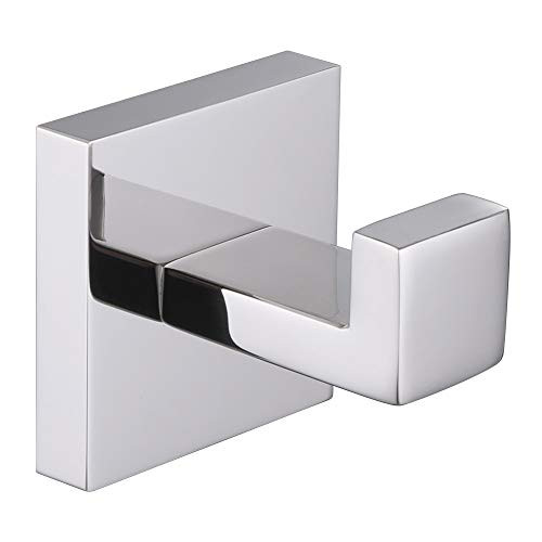 Bath Towel Hook, Suyar SUS304 Stainless Steel Modern Robe Hook, Square Towel Hook, Bathroom Kitchen Hand Towel Holder for Wall, Polished Chrome