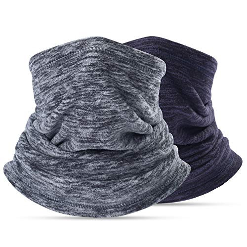 Neck Warmer Gaiter, Polar Fleece Ski Face Mask Cover for Winter Cold Weather & Keep Warm 2Pcs