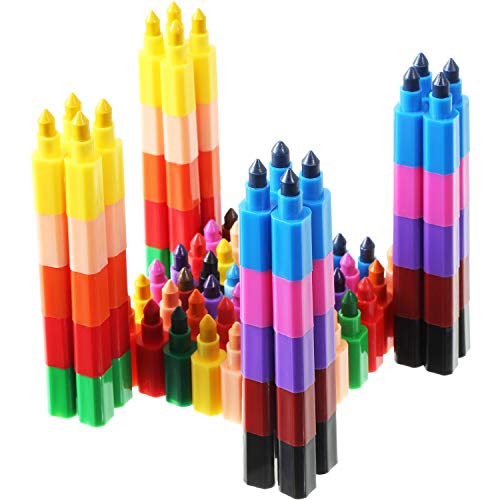 Leinuosen 12 Pieces Stacking Crayons Buildable Crayons Colorful Crayon for Kids School Office Supplies, 12 Colors