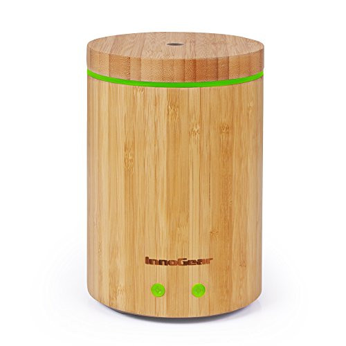 InnoGear Upgraded Real Bamboo Essential Oil Diffuser Ultrasonic Aroma Aromatherapy Diffusers Cool Mist Humidifier with Intermittent Continuous Mist 2 Working Modes Waterless Auto Off, Large, Light