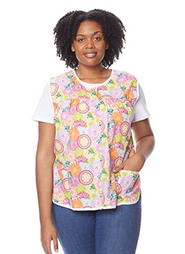 AmeriMark Patterned Womens Snap Front Cobbler Apron Vest with Two Patch Pockets Citrus 3X