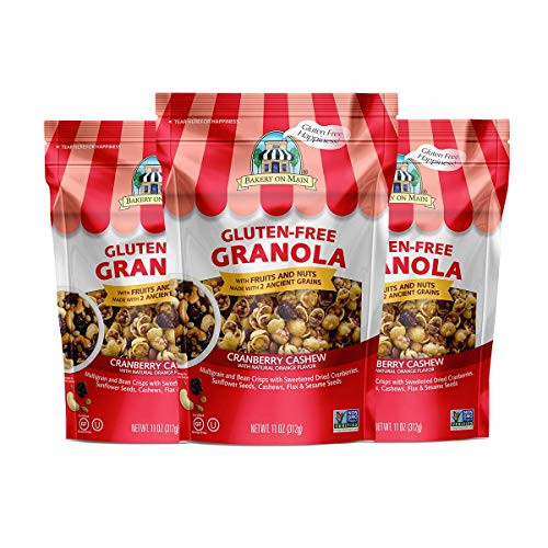 Bakery On Main Gluten-Free, Non GMO Granola, Cranberry Cashew With Natural Orange Flavor, 11 Ounce (3 Count)