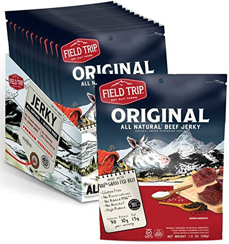 Field Trip Beef Jerky | Gluten Free Jerky, Low Carb, Healthy High Protein Snacks With No Nitrates, Made With All Natural Ingredients | Original | 1oz Bags, 12 Pack