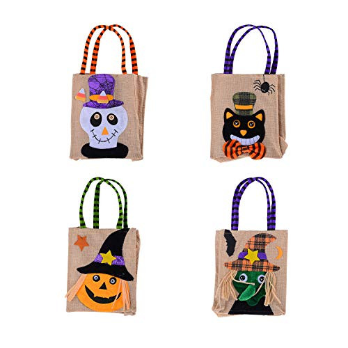 Kesoto Halloween Trick or Treat Goody Bags Halloween Candy Totes Bags for Kids Halloween Party Decorations - Pack of 4