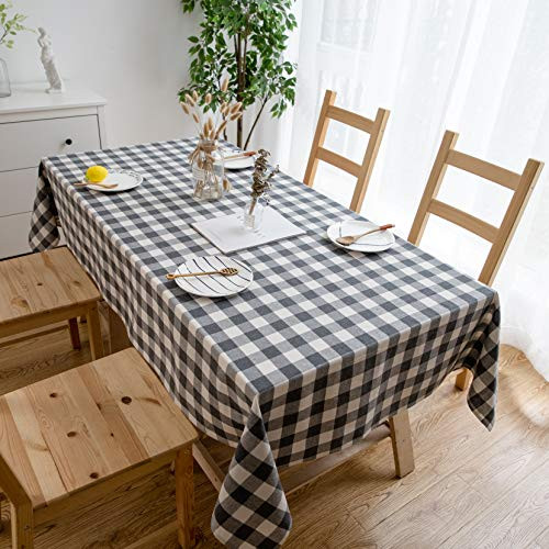 Aquazolax Grey 54x72 Tablecloth for Rectangle Table 6ft Fabric Checkered Print Table Covers for Wedding Events Parties Decoration, Gray