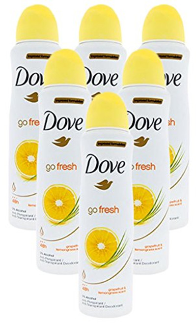 Improved Formulation Go Fresh Dove Anti-Perspirant Deodorant Spray Grapefruit & Lemongrass Scent (6 Can) Improved Formulation Go Fresh Dove Anti-Perspirant Deodorant Spray Grapefruit & Lemongrass Scent (6 Can)
