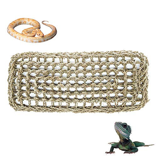 PET OPT Small Bearded Dragon Hammock 100% Natural Seagrass Fibers for Lizard, Anoles, Bearded Dragons, Geckos, Iguanas, and Hermit Crabs Rectangle 16in