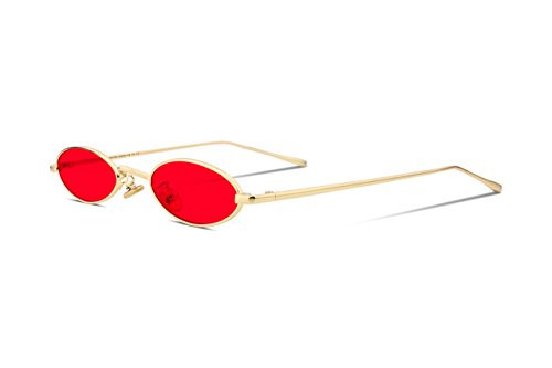FEISEDY Vintage Small Sunglasses Oval Slender Metal Frame Candy Colors B2277