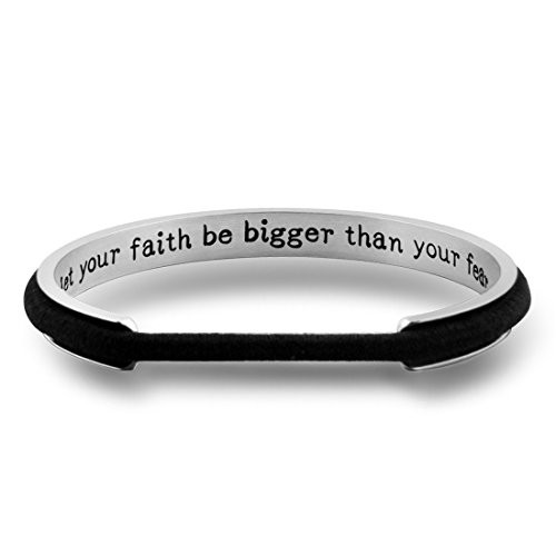 Zuo Bao Christian Bracelet Let Your Faith Be Bigger Than Your Fear Hair Tie Bracelet Religious Jewelry for Women Gifrls (Silver) Zuo Bao Christian Bracelet Let Your Faith Be Bigger Than Your Fear Hair Tie Bracelet Religious Jewelry for Women Gifrls (Silver)