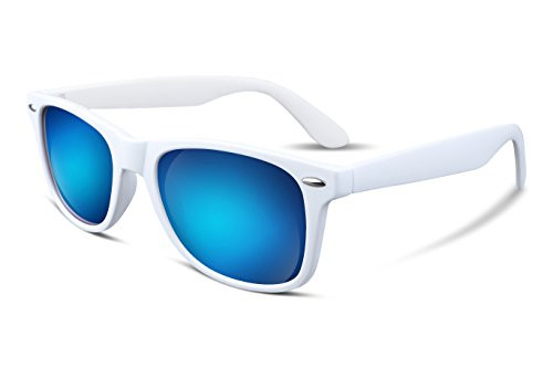 FEISEDY Great Classic Polarized Sunglasses Men Women Mirrored HD Lens White-Blue B1858