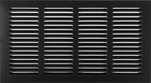 14" X 6" Steel Return Air Grilles - Sidewall and Ceiling - HVAC DUCT COVER - Black [Outer Dimensions: 15.75"w X 7.75"h]